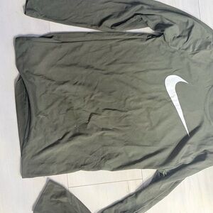 Nike Dark Green Long Sleeve Top with White Swoosh